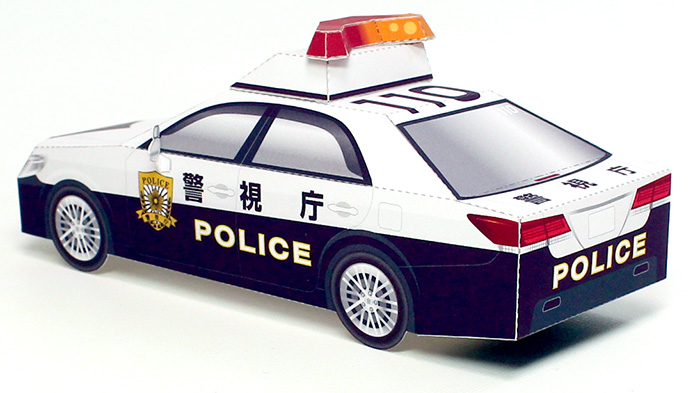 警視庁 パトカー ペーパークラフト完成品 別アングル