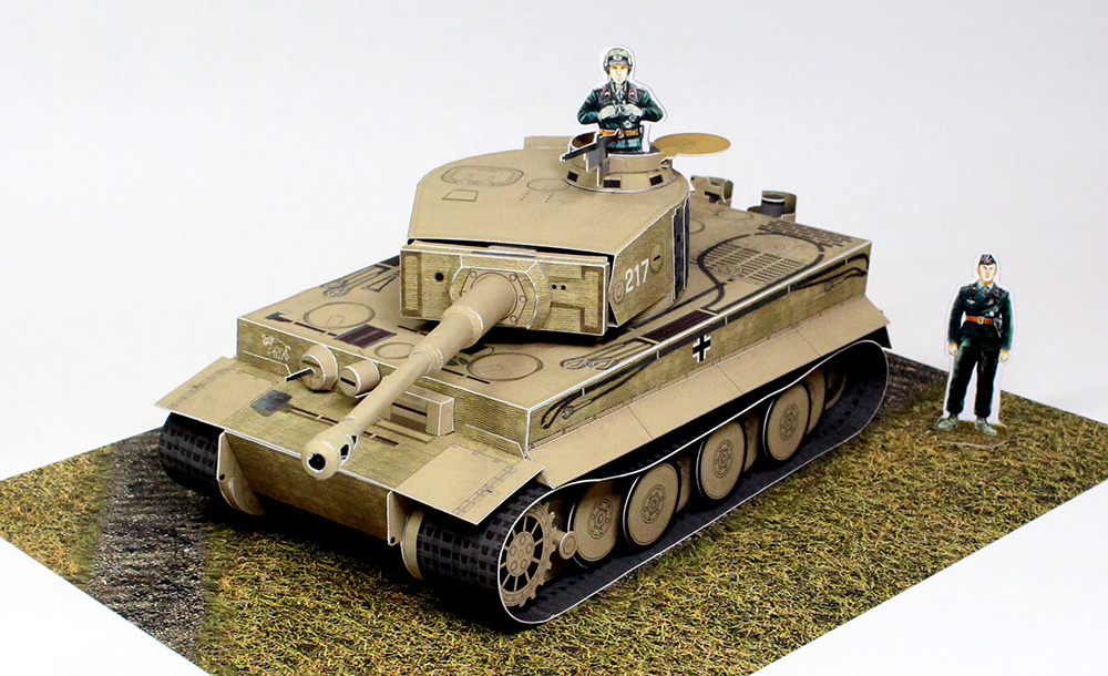 ティーガーⅠ重戦車 ペーパークラフト 別角度2（フィギュア付き）